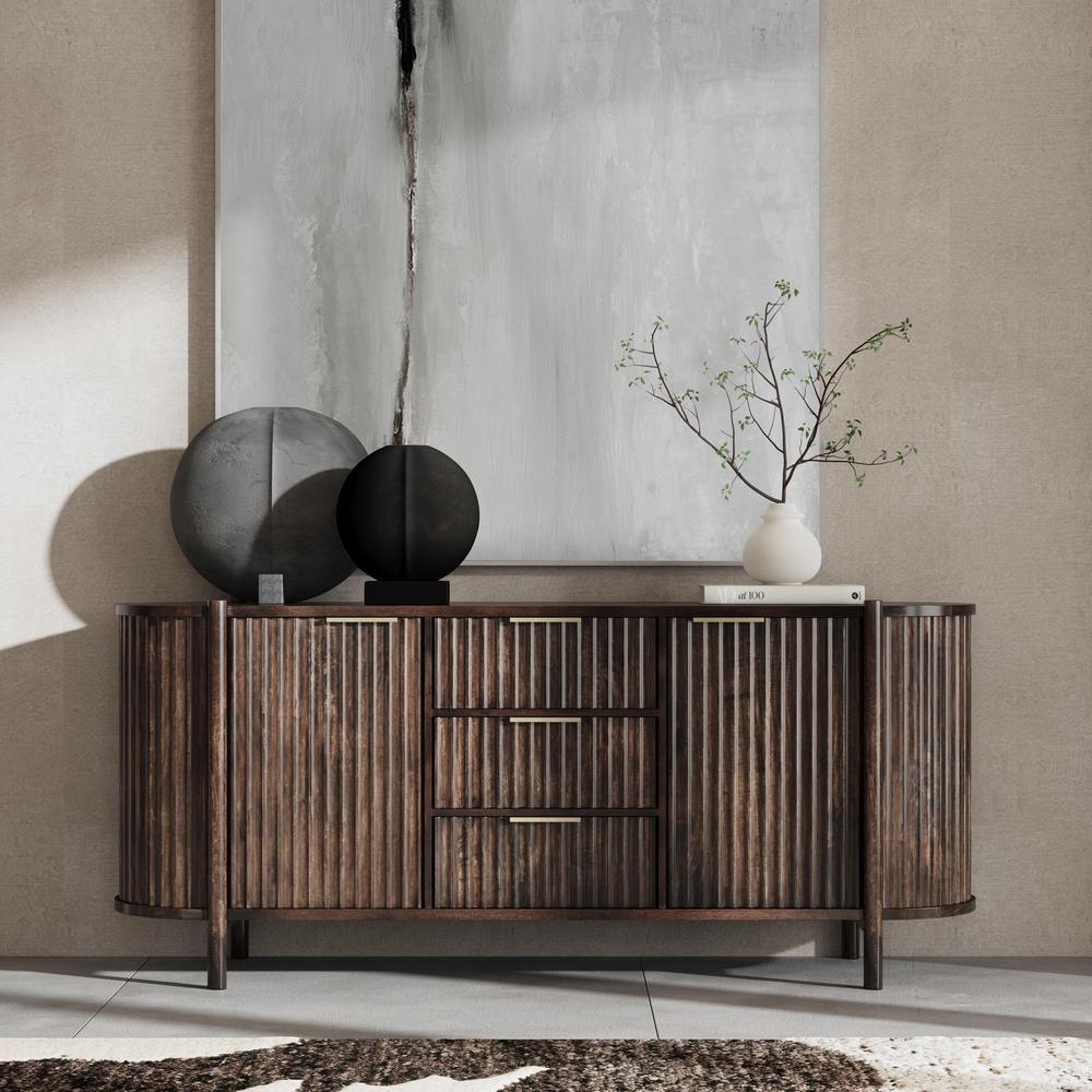 Redford 73" Mango Wood Mid-Century Modern Brown Buffet Sideboard. Picture 12