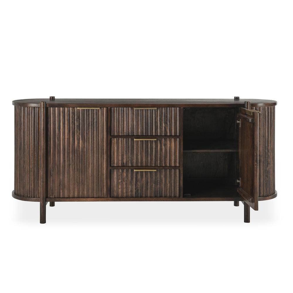 Redford 73" Mango Wood Mid-Century Modern Brown Buffet Sideboard. Picture 4