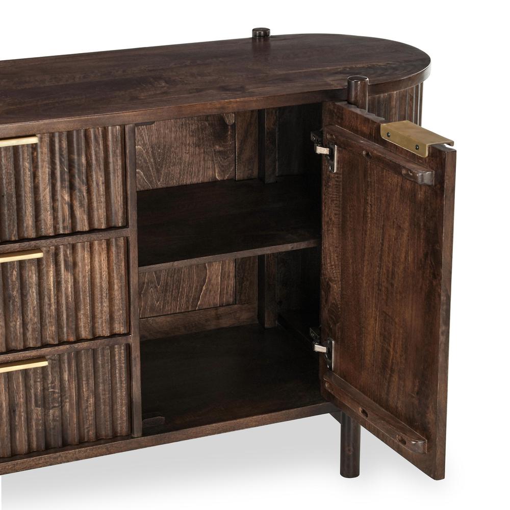 Redford 73" Mango Wood Mid-Century Modern Brown Buffet Sideboard. Picture 9