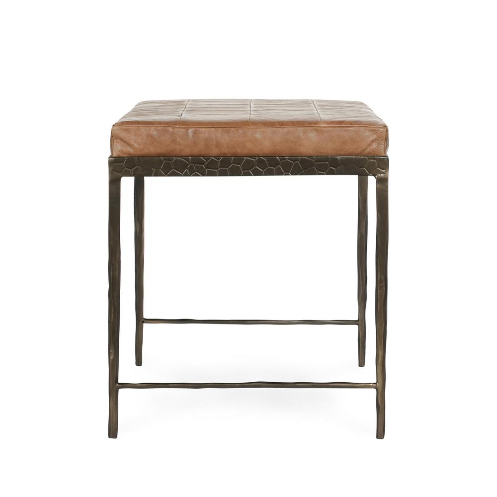 Malo 28" Top Grain Leather Ottoman Bench in Chestnut. Picture 3