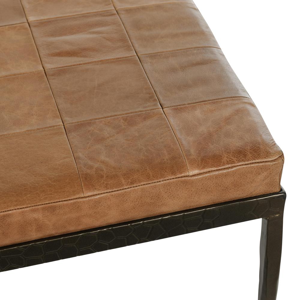 Malo 28" Top Grain Leather Ottoman Bench in Chestnut. Picture 4