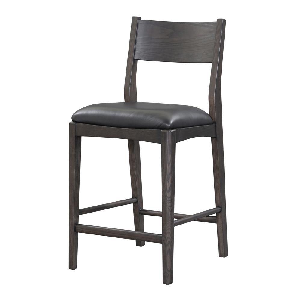 Rooney 26" Top Grain Leather Counter Chair in Black. Picture 1