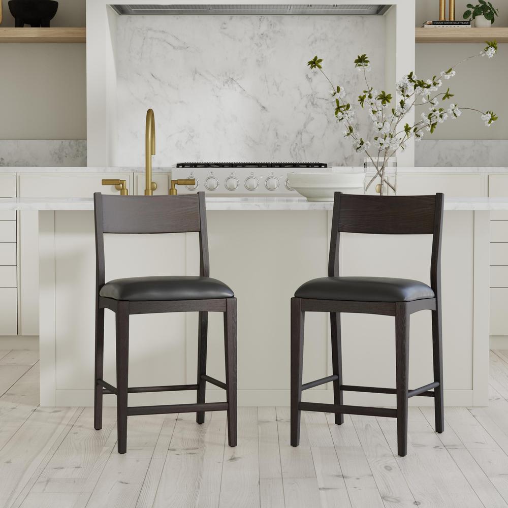 Rooney 26" Top Grain Leather Counter Chair in Black. Picture 7
