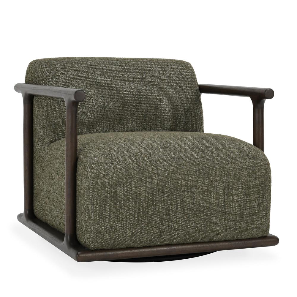 Lucia Mid-Century  Green Boucle Fabric Upholstered Swivel Accent Chair. Picture 1