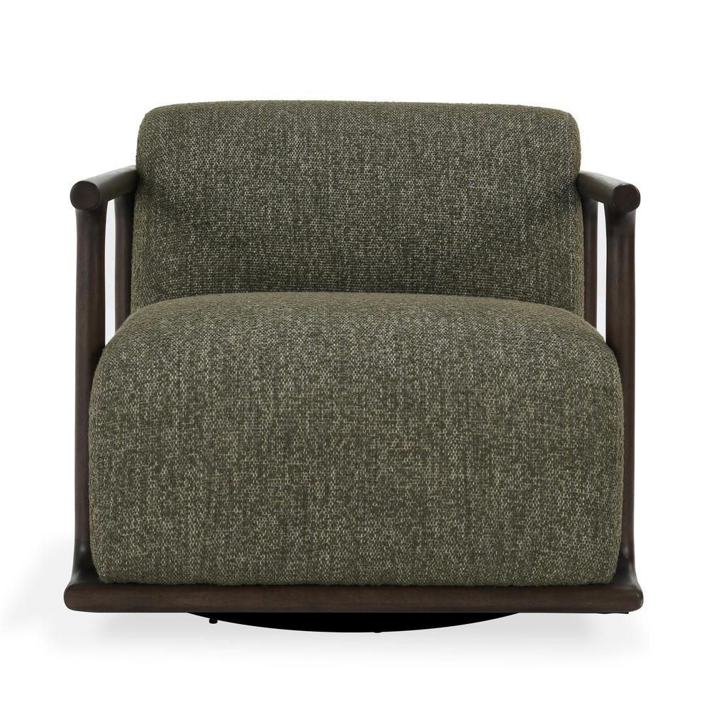 Lucia Mid-Century  Green Boucle Fabric Upholstered Swivel Accent Chair. Picture 8