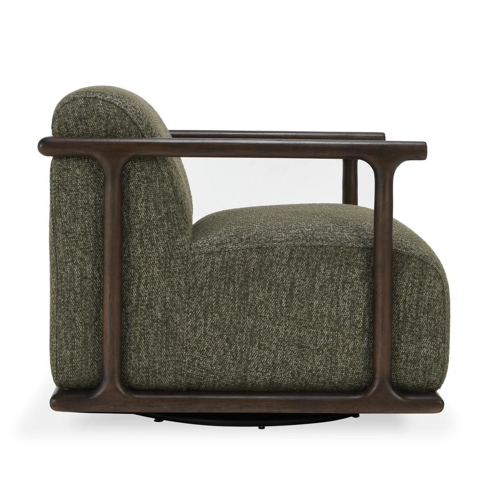 Lucia Mid-Century  Green Boucle Fabric Upholstered Swivel Accent Chair. Picture 2