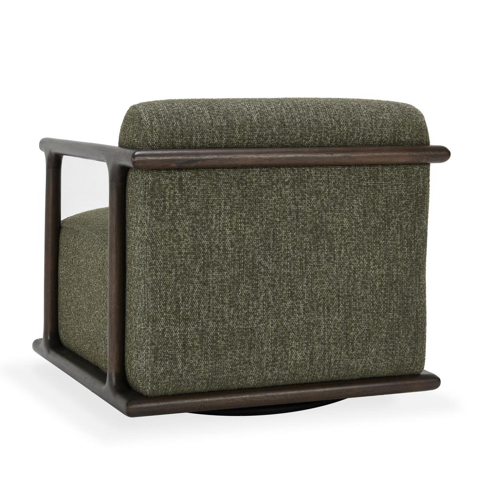 Lucia Mid-Century  Green Boucle Fabric Upholstered Swivel Accent Chair. Picture 3