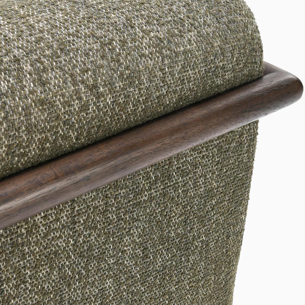 Lucia Mid-Century  Green Boucle Fabric Upholstered Swivel Accent Chair. Picture 4