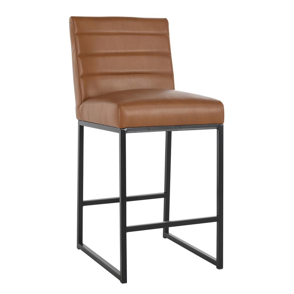 Seville Counter Stool 26" by Kosas Home Cognac, Black Base. Picture 1