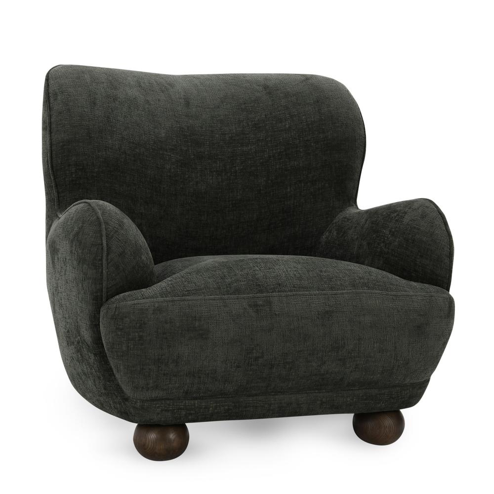 Penelope Upholstered Chenille Fabric Accent Chair in Forest Green. Picture 7