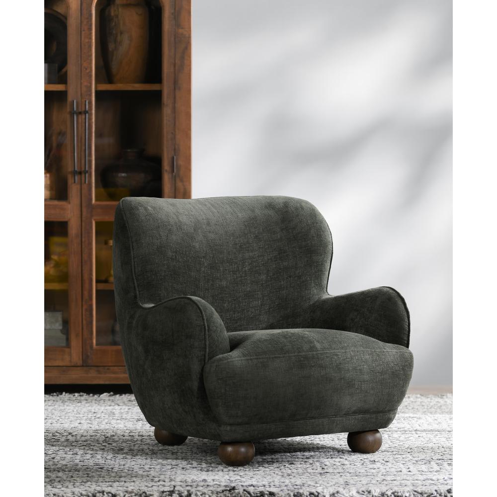 Penelope Upholstered Chenille Fabric Accent Chair in Forest Green. Picture 5