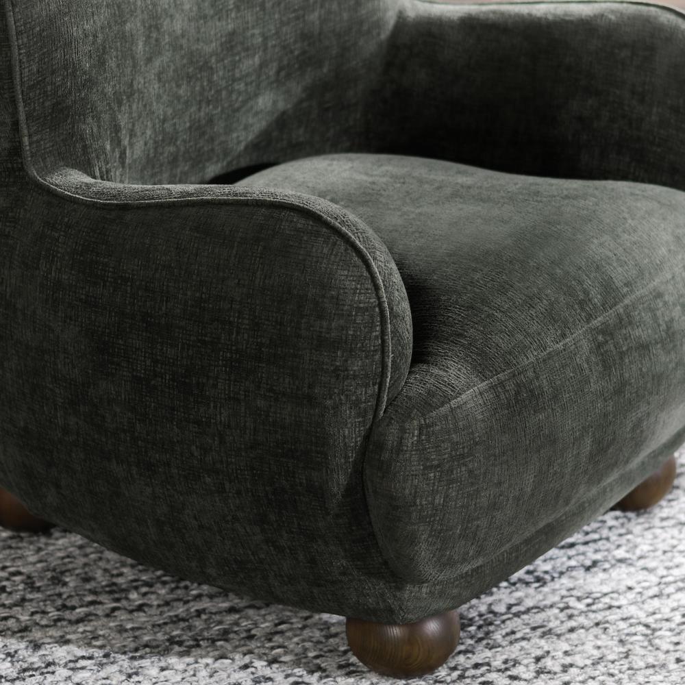 Penelope Upholstered Chenille Fabric Accent Chair in Forest Green. Picture 6