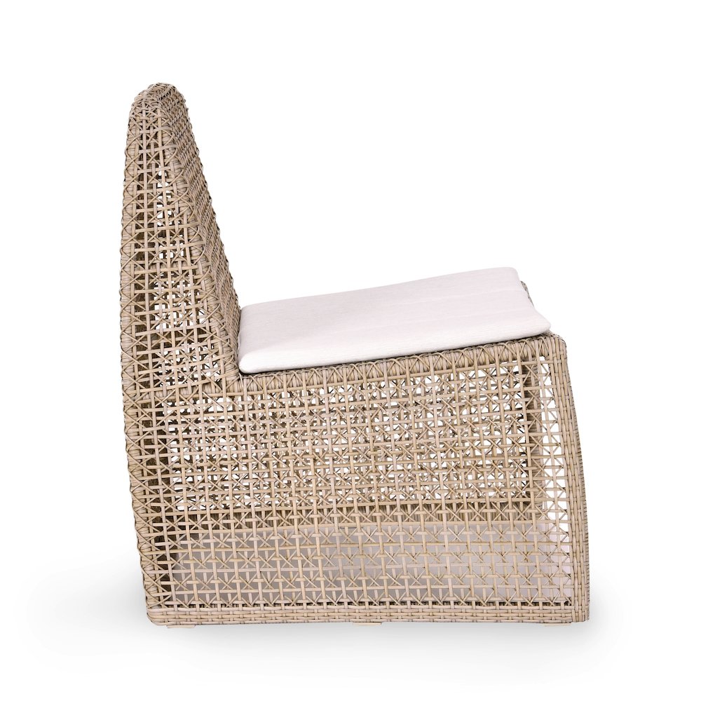 Michelle Wicker Outdoor Coastal Accent Chair in Beige. Picture 3