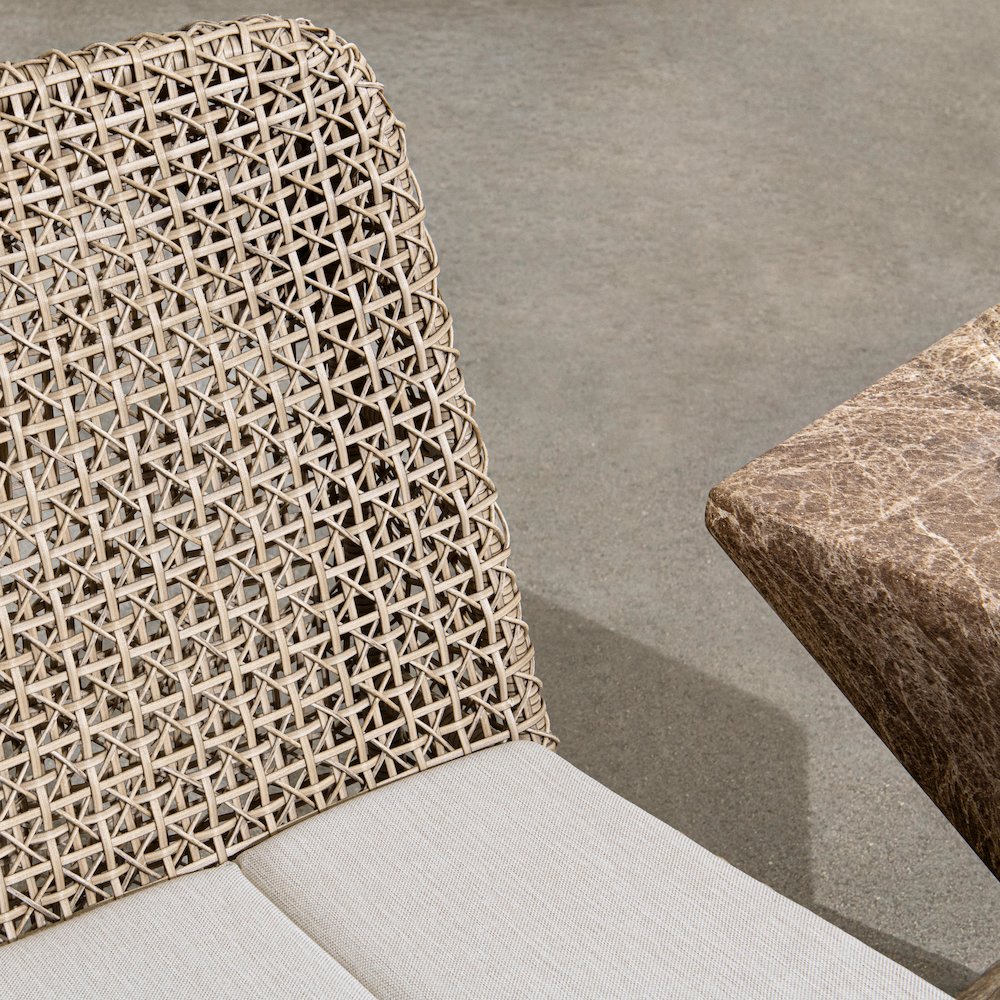 Michelle Wicker Outdoor Coastal Accent Chair in Beige. Picture 8