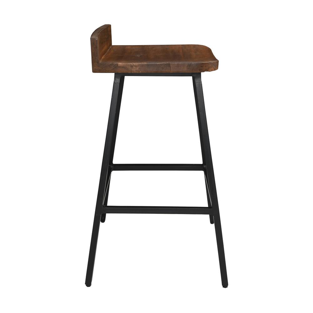 Pennie 27" Industrial Solid Wood Brown Counter stool Set of 2 by Kosas Home. Picture 4