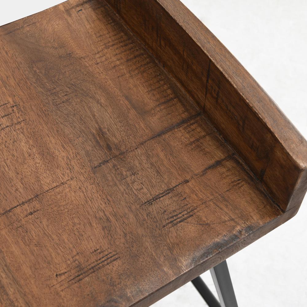 Pennie 27" Industrial Solid Wood Brown Counter stool Set of 2 by Kosas Home. Picture 7