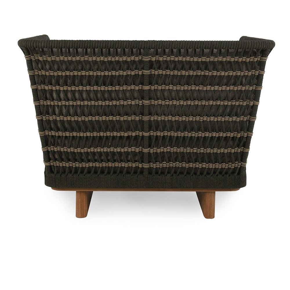Ellie Outdoor Teak Wood Black Accent Chair. Picture 3
