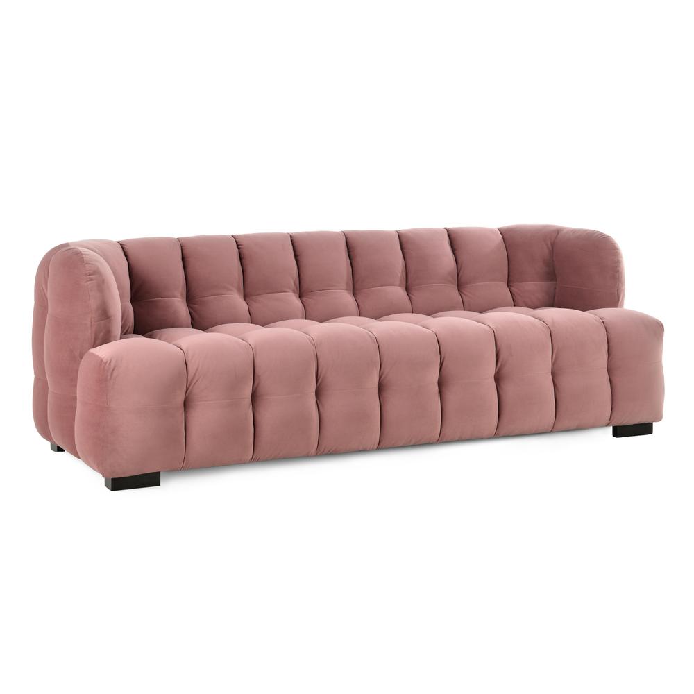 Petra 89" Velvet Fabric Blush Tufted Sofa. Picture 6