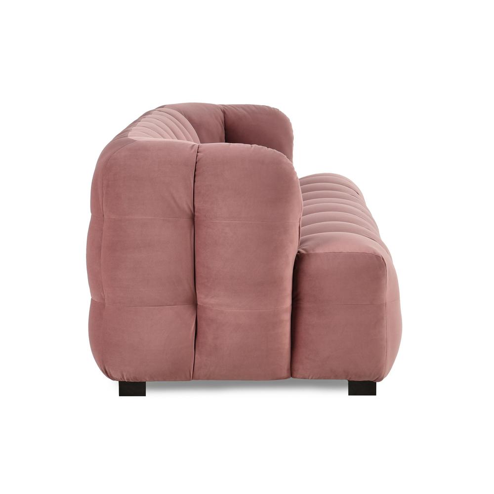 Petra 89" Velvet Fabric Blush Tufted Sofa. Picture 7