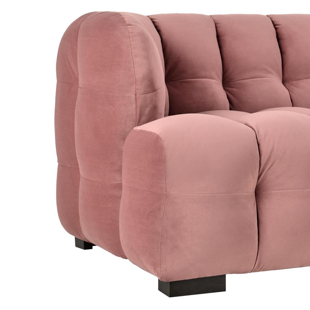 Petra 89" Velvet Fabric Blush Tufted Sofa. Picture 2