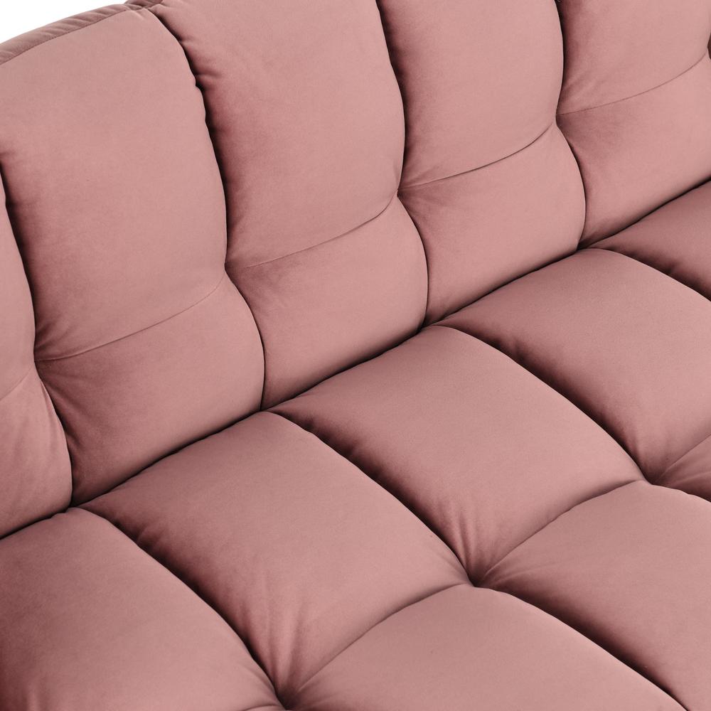 Petra 89" Velvet Fabric Blush Tufted Sofa. Picture 3