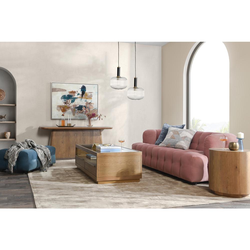 Petra 89" Velvet Fabric Blush Tufted Sofa. Picture 4