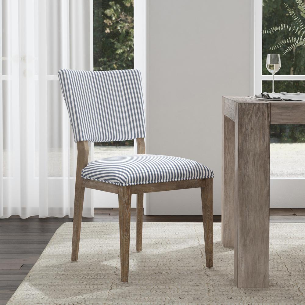 Phillip Upholstered Fabric Dining Chair Stiped Blue Set of 2. Picture 6
