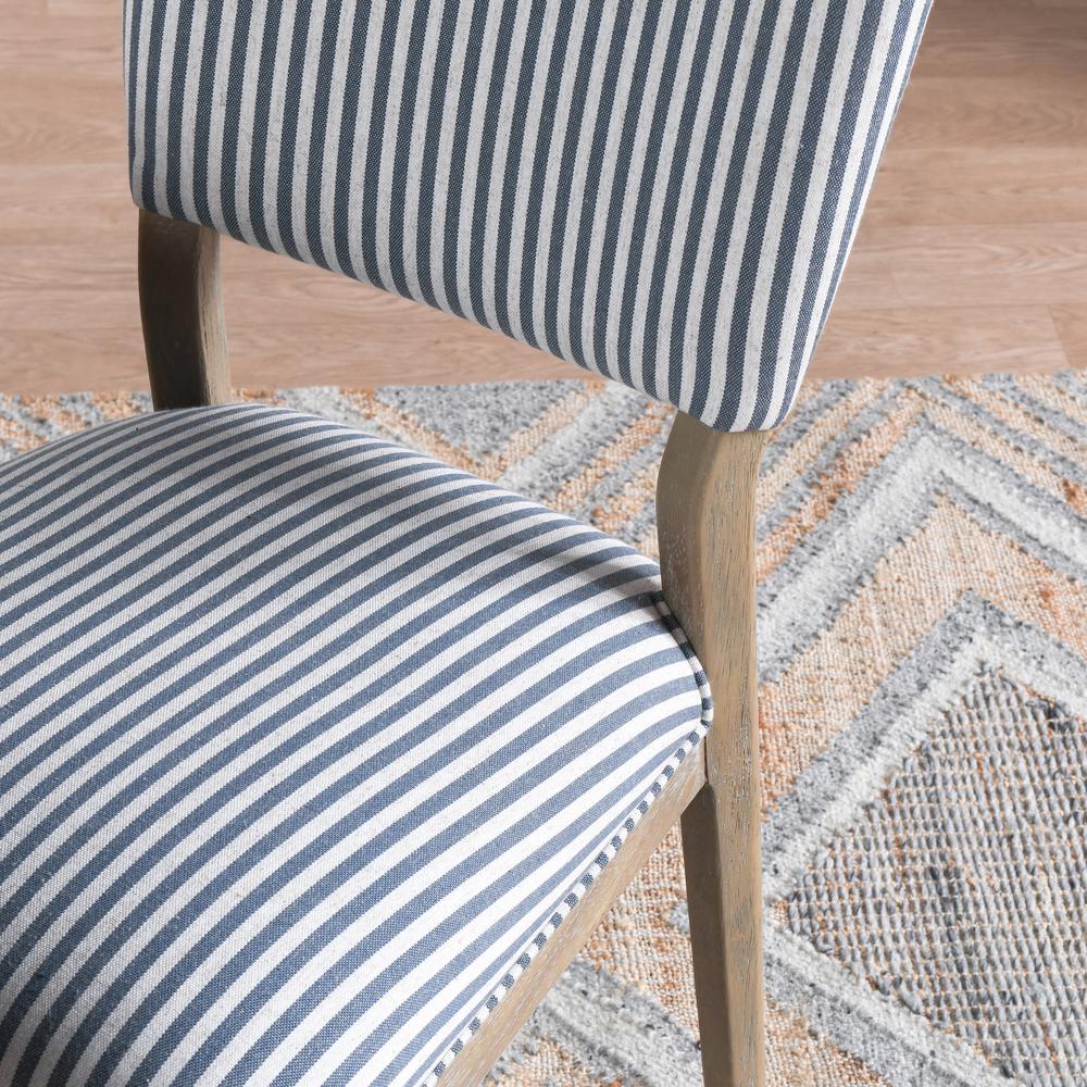 Phillip Upholstered Fabric Dining Chair Stiped Blue Set of 2. Picture 7