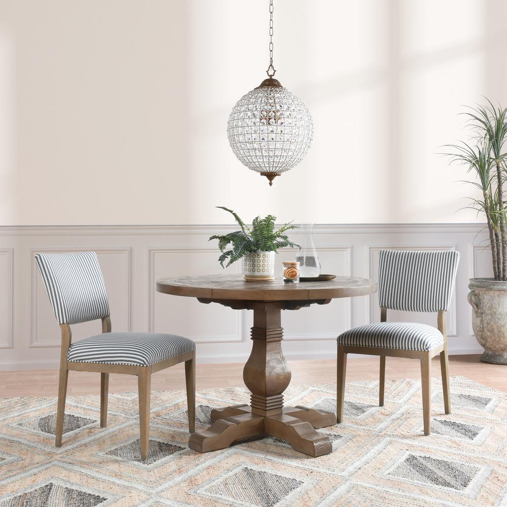 Phillip Upholstered Fabric Dining Chair Stiped Blue Set of 2. Picture 8