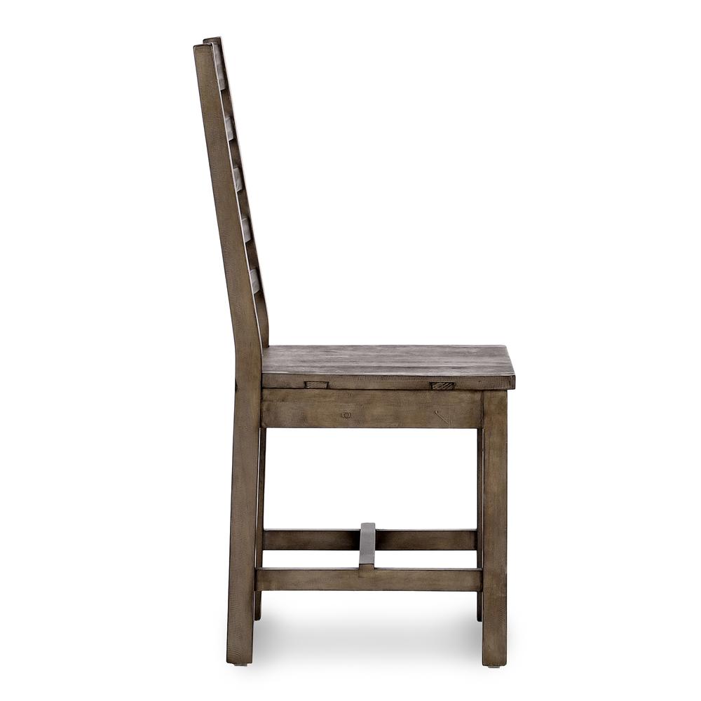 Caleb Transitional Reclaimed Pine Wood Dining Chair Distressed Brown Set of 2. Picture 3