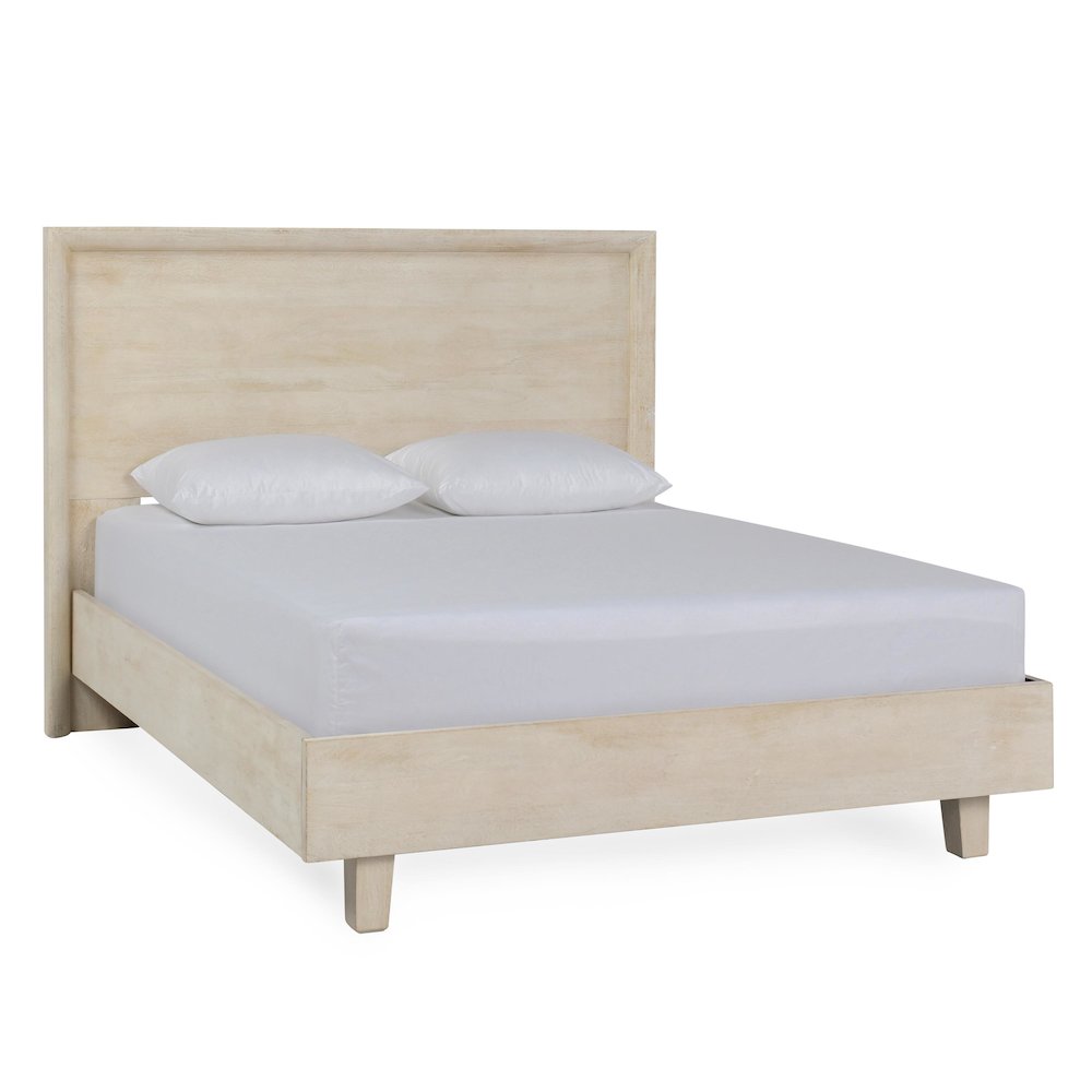 Reece Mango Wood Eastern King Bed in White. Picture 1