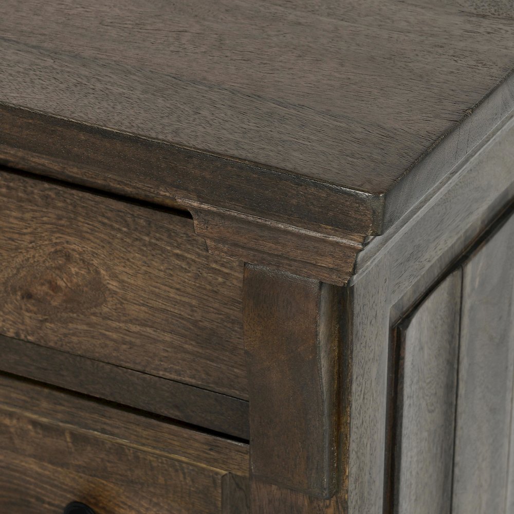 Adelaide Three-Drawer Mango Wood Nightstand in Cocoa Brown. Picture 9