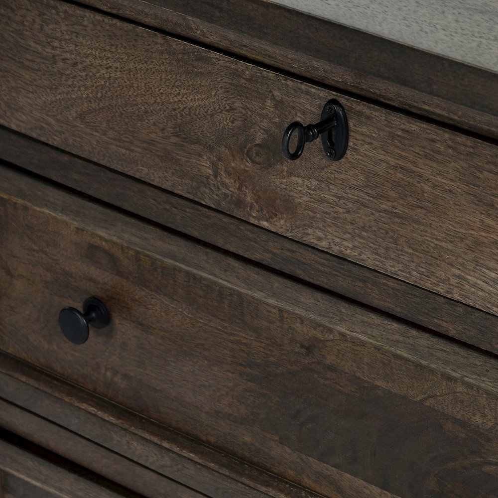 Adelaide Three-Drawer Mango Wood Nightstand in Cocoa Brown. Picture 10