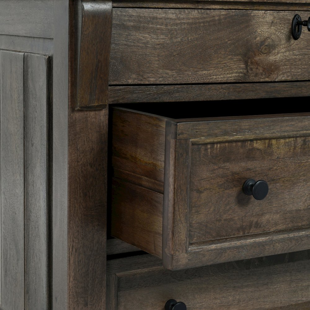 Adelaide Three-Drawer Mango Wood Nightstand in Cocoa Brown. Picture 11