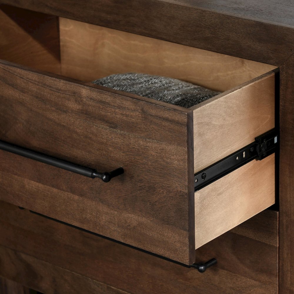Jaxon Two-Drawer Acacia Wood Nightstand in Cocoa Brown. Picture 4