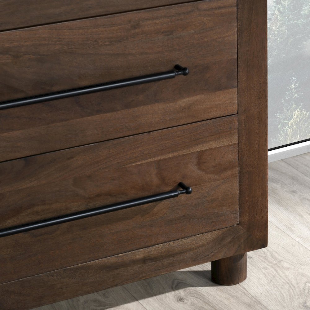 Jaxon Two-Drawer Acacia Wood Nightstand in Cocoa Brown. Picture 5