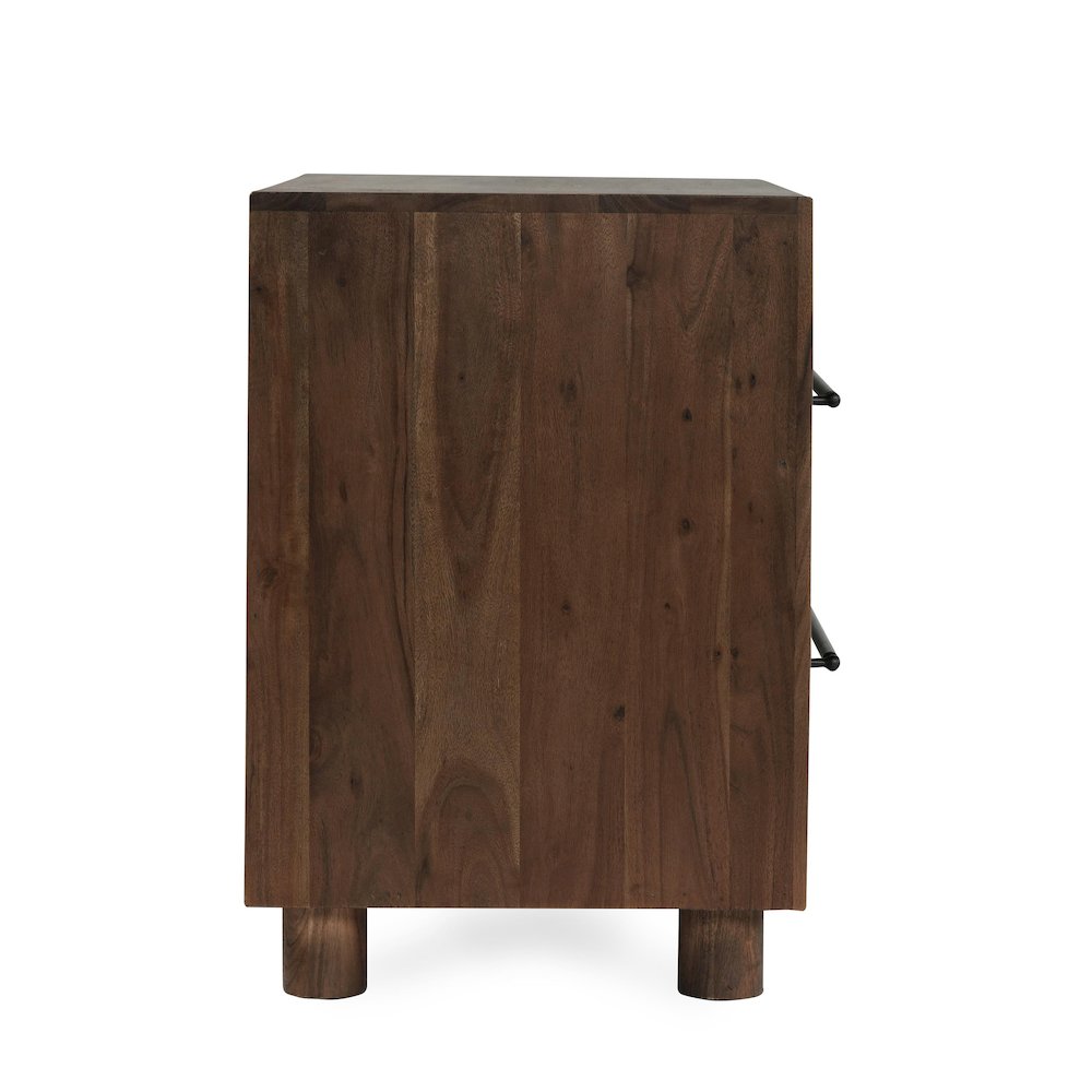 Jaxon Two-Drawer Acacia Wood Nightstand in Cocoa Brown. Picture 6