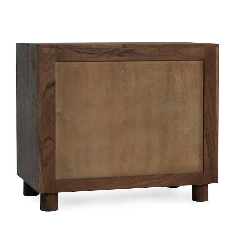 Jaxon Two-Drawer Acacia Wood Nightstand in Cocoa Brown. Picture 8