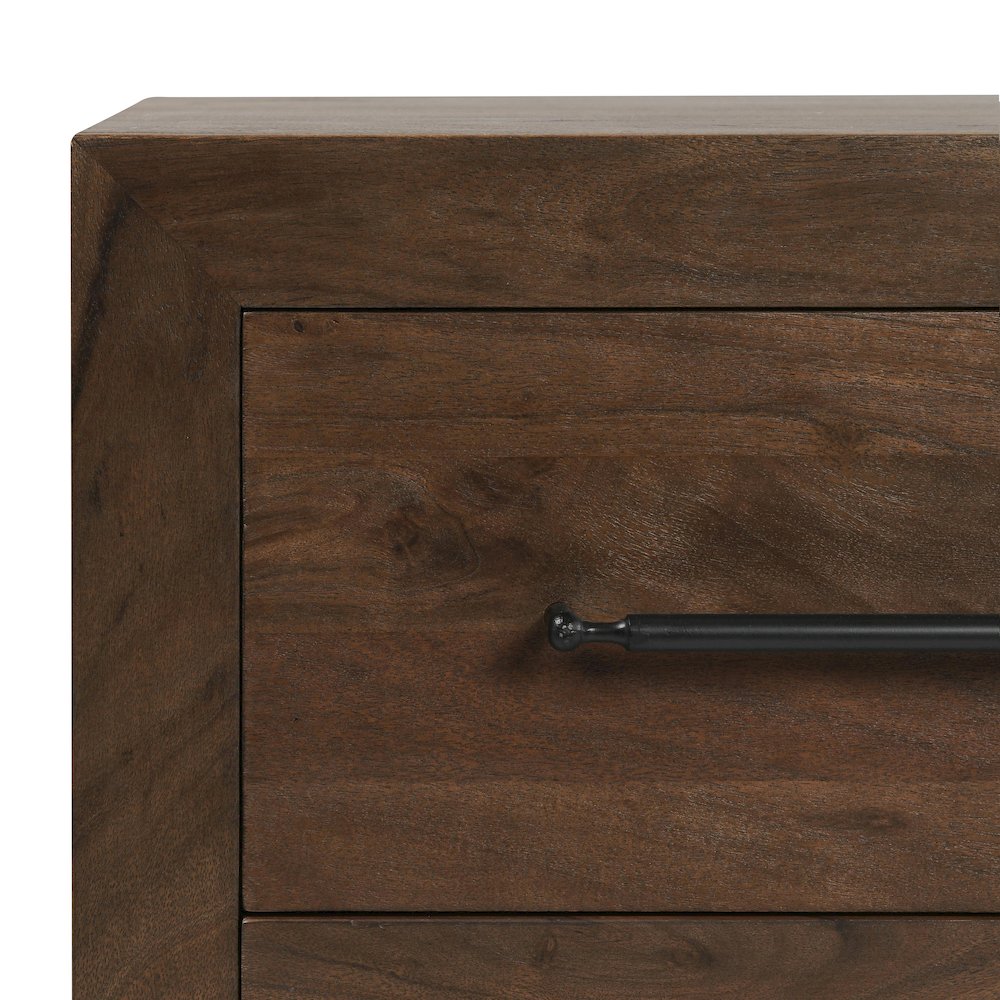 Jaxon Two-Drawer Acacia Wood Nightstand in Cocoa Brown. Picture 9