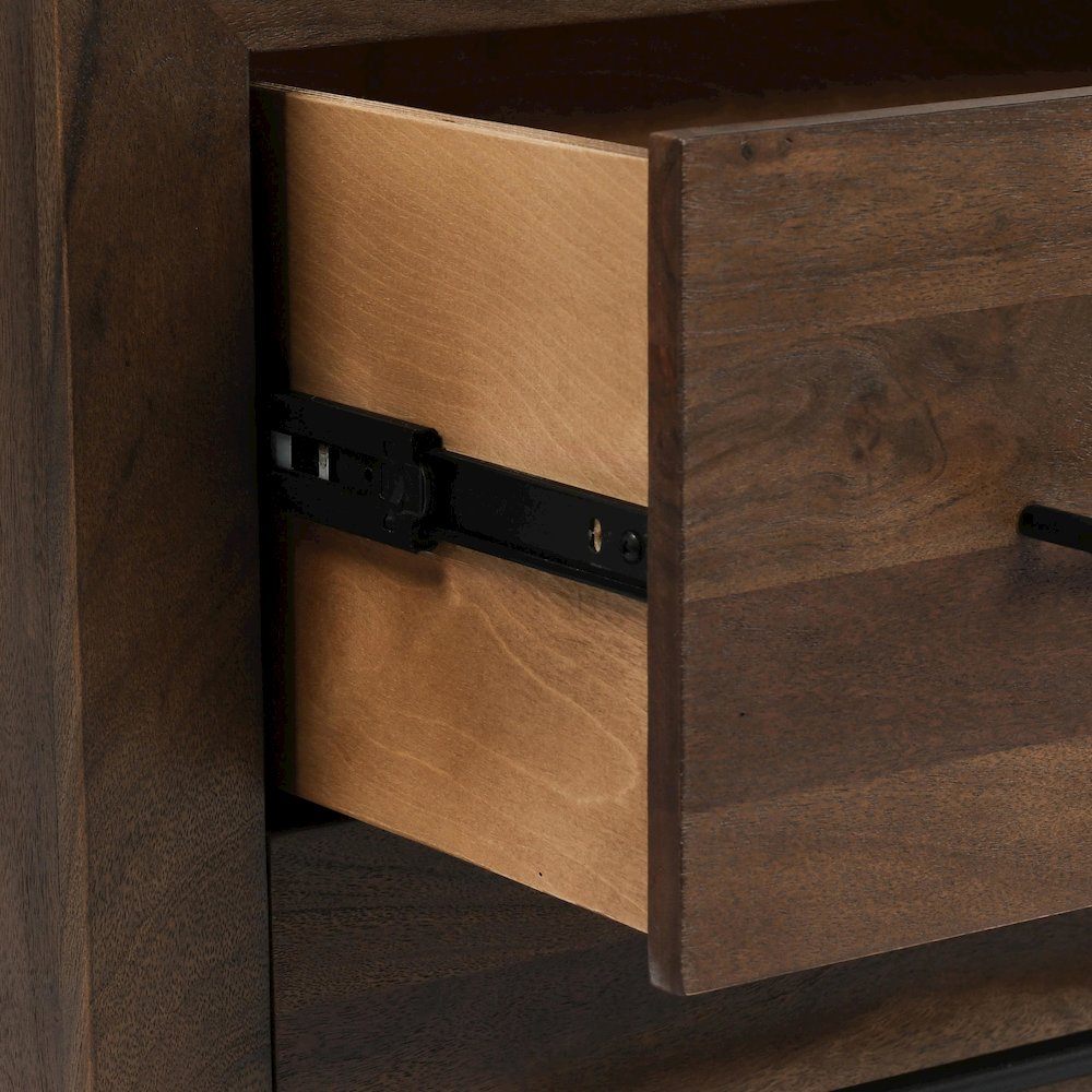 Jaxon Two-Drawer Acacia Wood Nightstand in Cocoa Brown. Picture 11