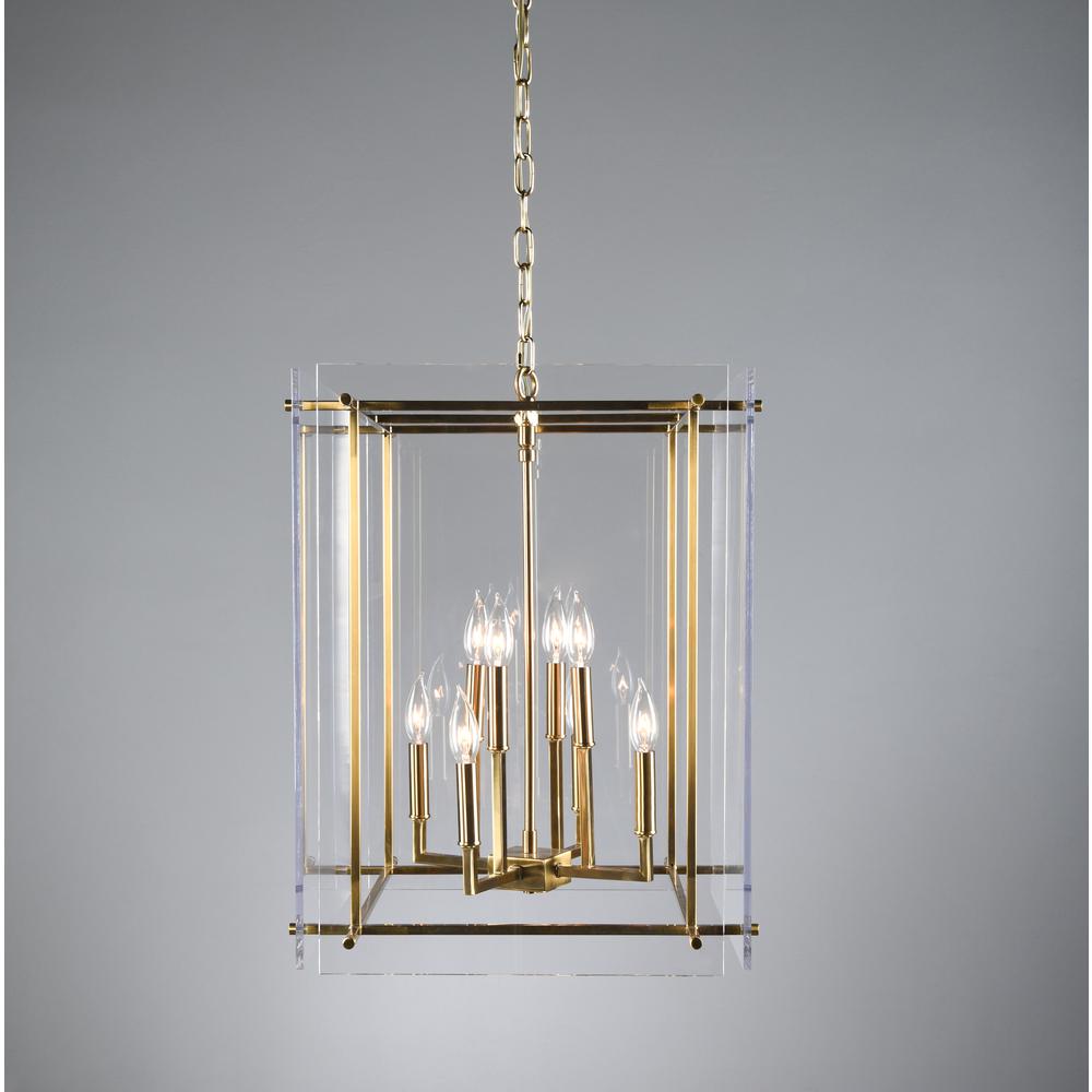 Lena 8-Light Iron and Acrylic Chandelier, Gold, by Kosas Home. Picture 3
