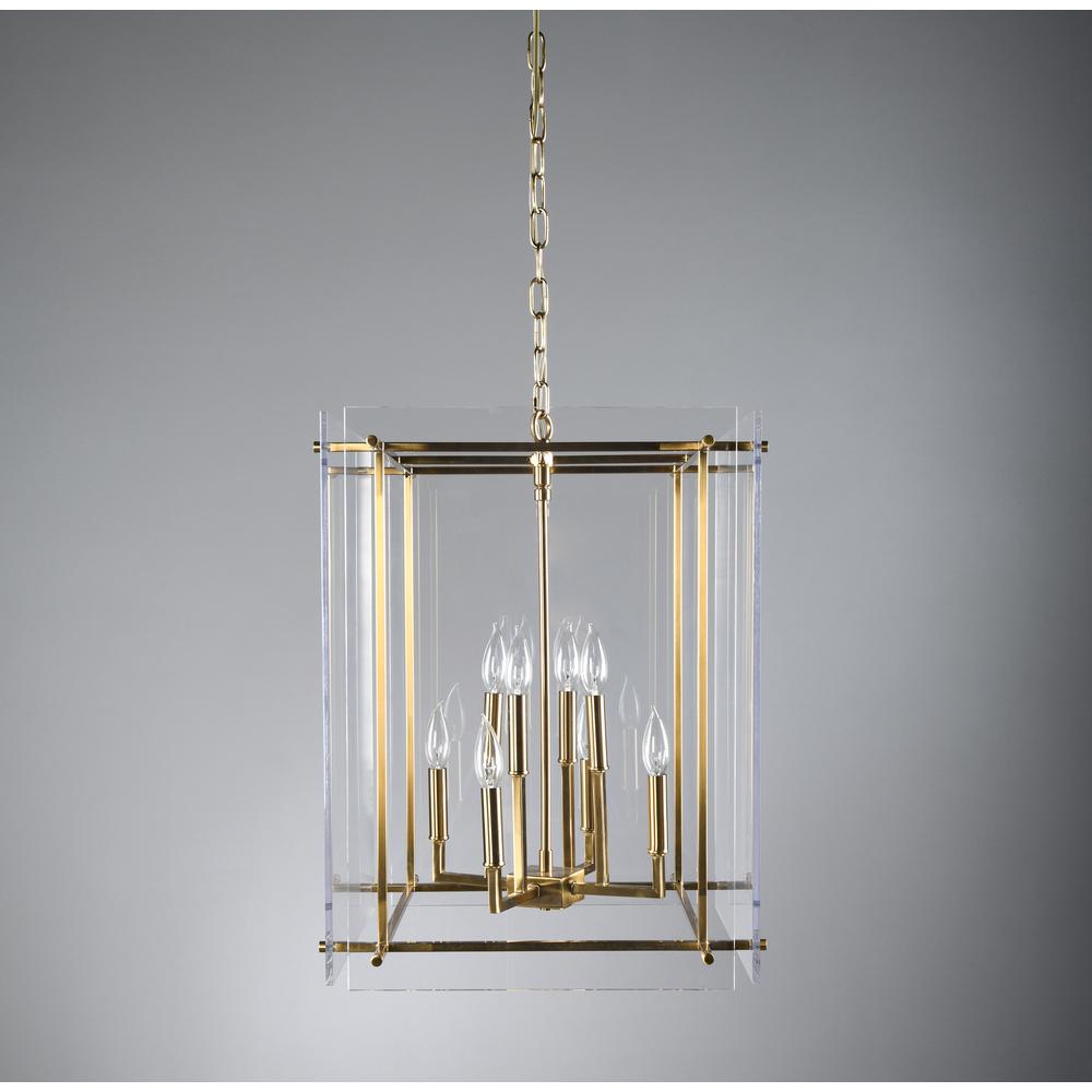 Lena 8-Light Iron and Acrylic Chandelier, Gold, by Kosas Home. Picture 4