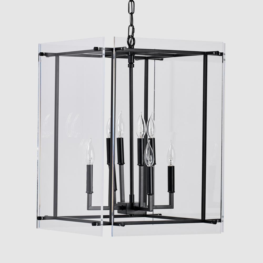 Lena 9-Light Iron and Acrylic Chandelier, Black, by Kosas Home. Picture 1