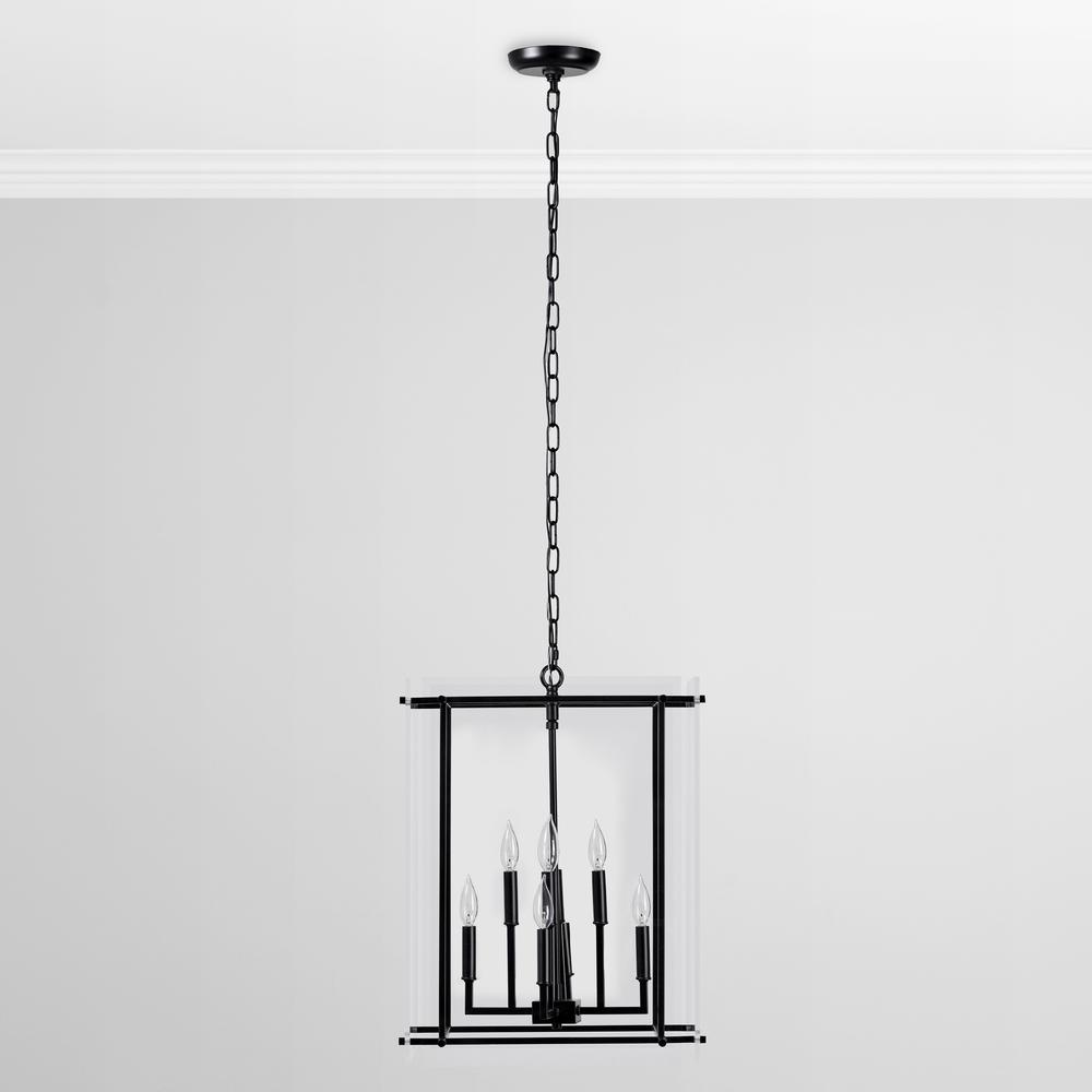 Lena 9-Light Iron and Acrylic Chandelier, Black, by Kosas Home. Picture 2