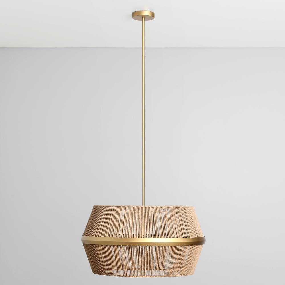 Wendy 6-Light Iron and Rattan Chandelier. Picture 1