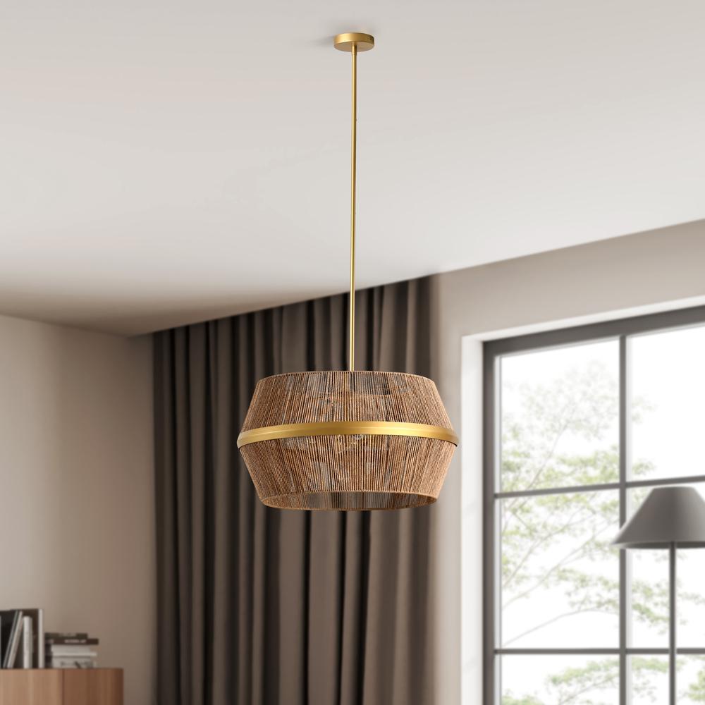 Wendy 6-Light Iron and Rattan Chandelier. Picture 5