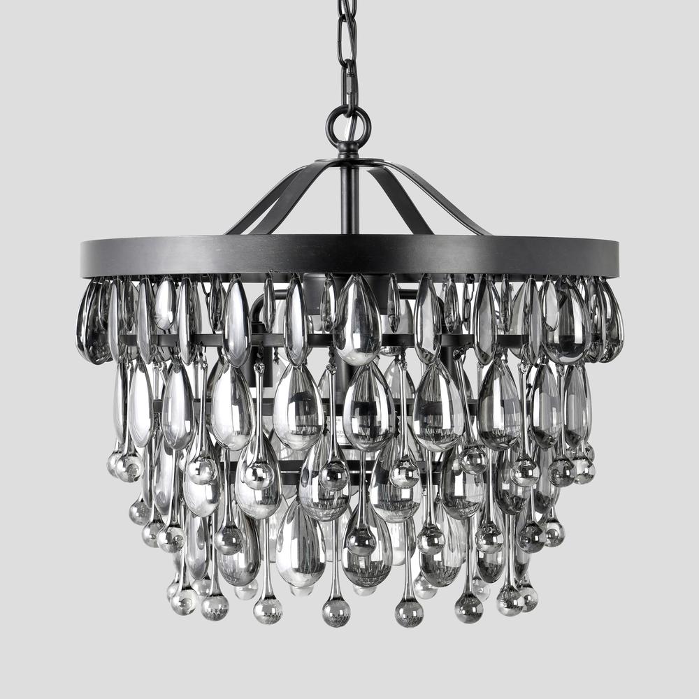 Renata Glass 4-Light Black Chandelier. Picture 2