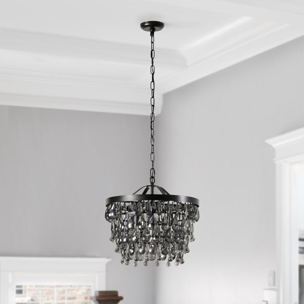 Renata Glass 4-Light Black Chandelier. Picture 7