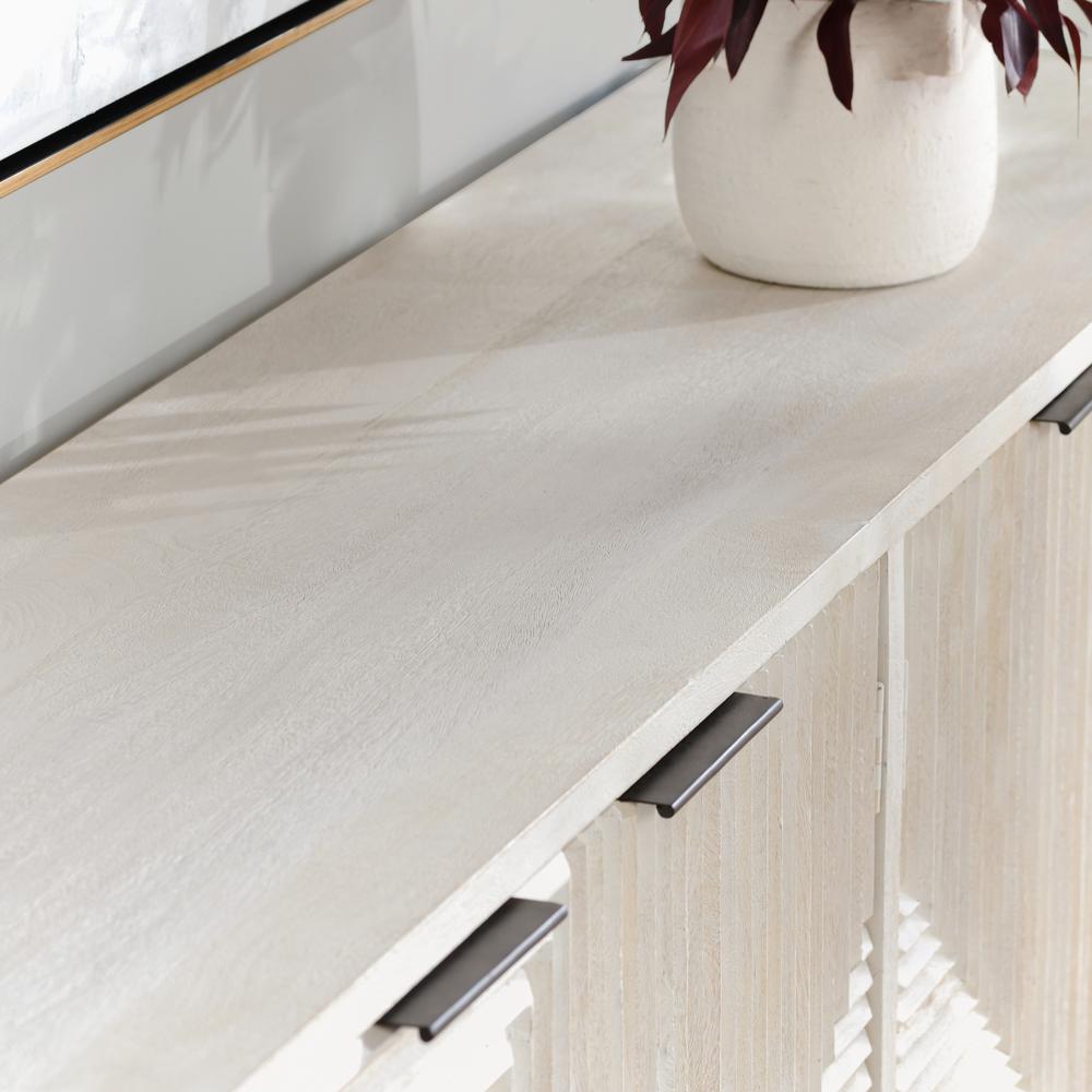 Flint Six-Door Mango Wood Sideboard in White Wash. Picture 11