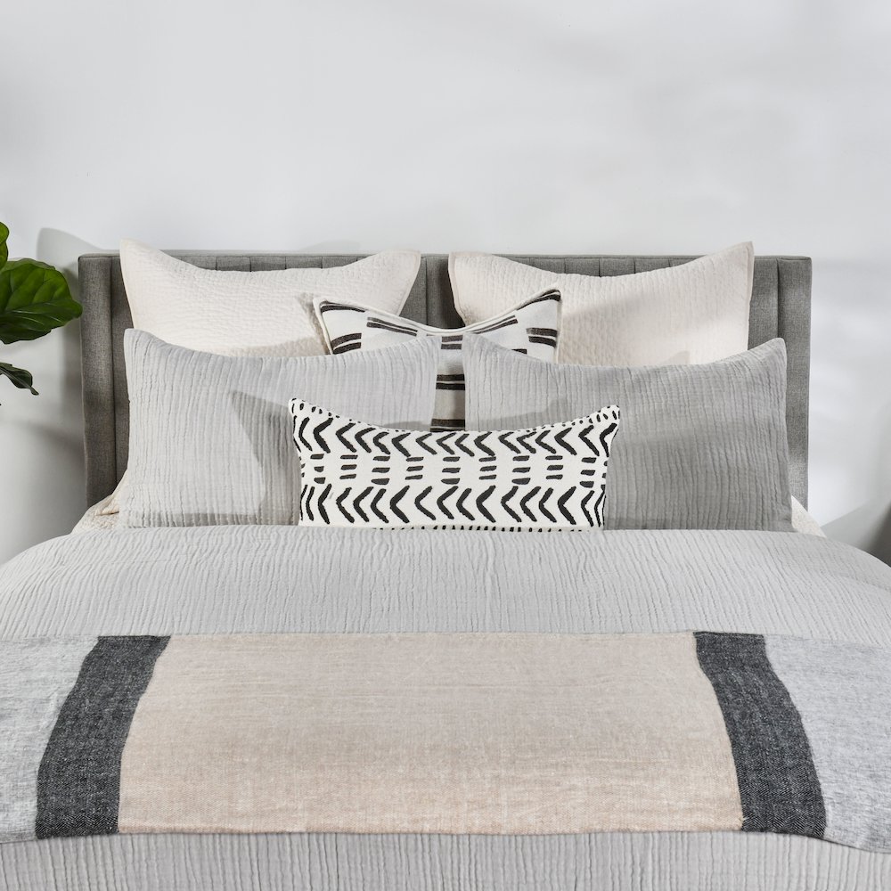 Camille 3-Piece Linen Blend Fabric King Duvet, Gray. Picture 2
